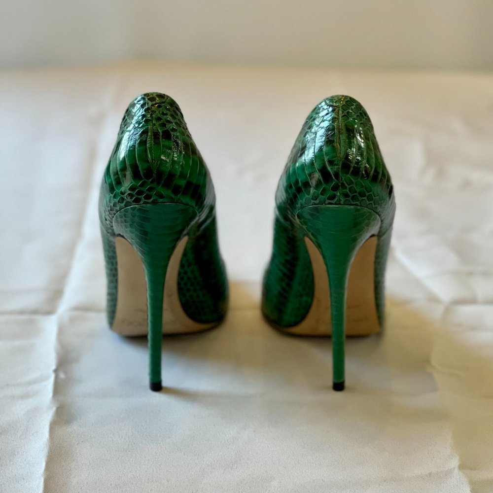 Jimmy Choo Green Python Embossed Leather Stiletto… - image 5